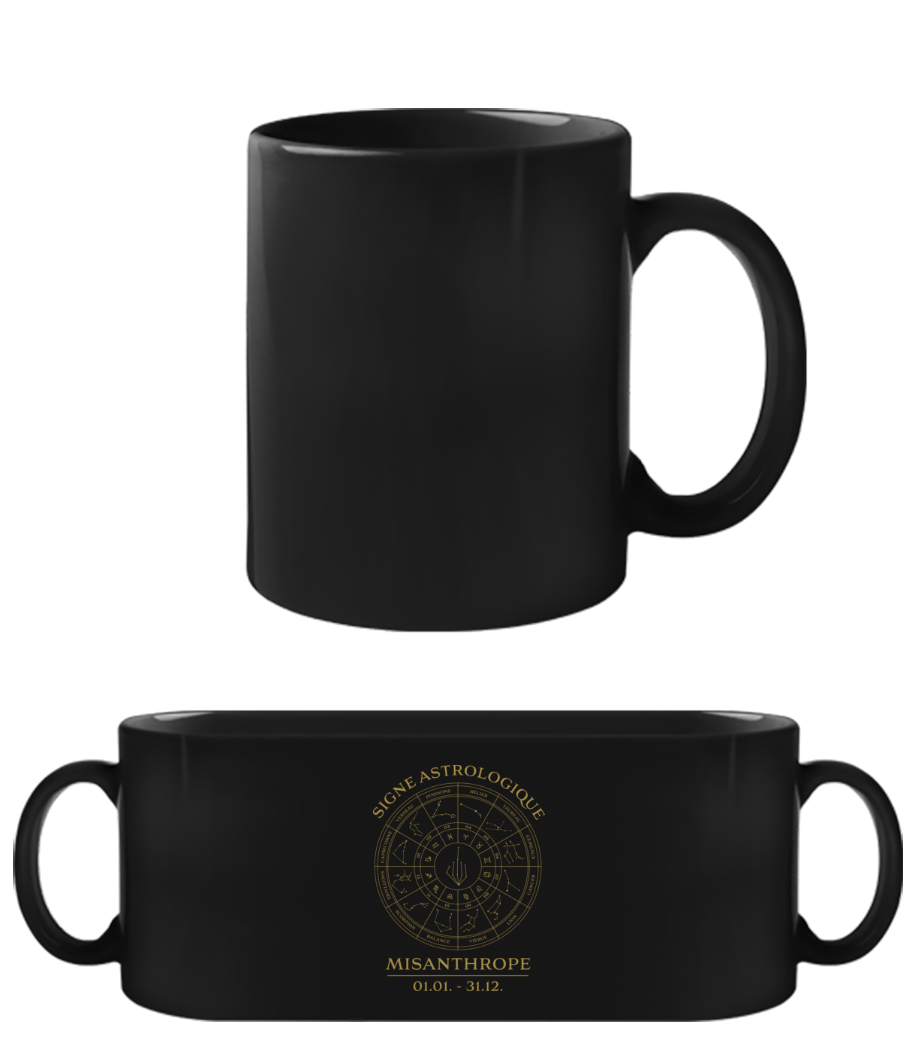 Signe Astrologique Misanthrope - Tasse Noire - Noir - Devant