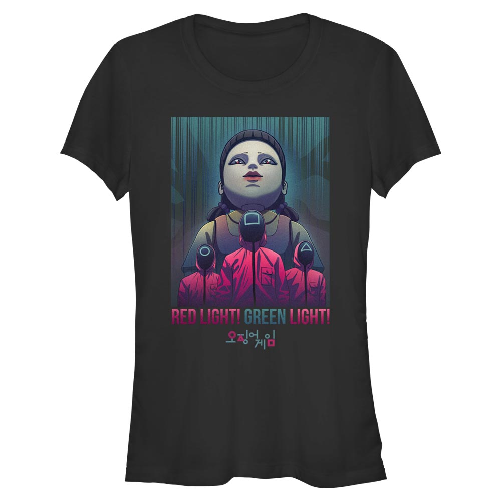 Aperçu: Netflix - Squid Game - Doll Red Light eyes - Femme T-shirt - Noir - Devant