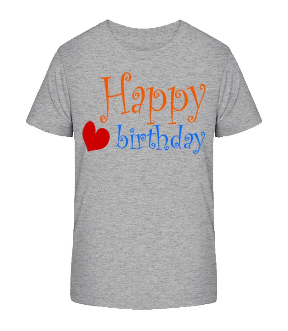 Aperçu: Happy Birthday Cœur - T-shirt bio Enfant Stanley Stella 2.0 - Gris chiné - Devant