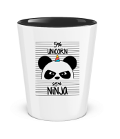 5% Unicorn 95% Ninja - Two-Toned Shot Glass - White / Black - Front 5% Unicorn 95% Ninja - Two-Toned Shot Glass - White / Black - Front