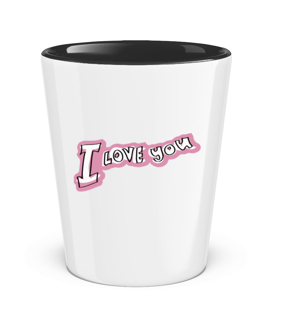 I Love You Lettering · Verre à shot bicolore