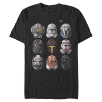 Star Wars - The Clone Wars - Skupina Clone Helmets - Men's T-Shirt - Black - Front Star Wars - The Clone Wars - Skupina Clone Helmets - Men's T-Shirt - Black - Front