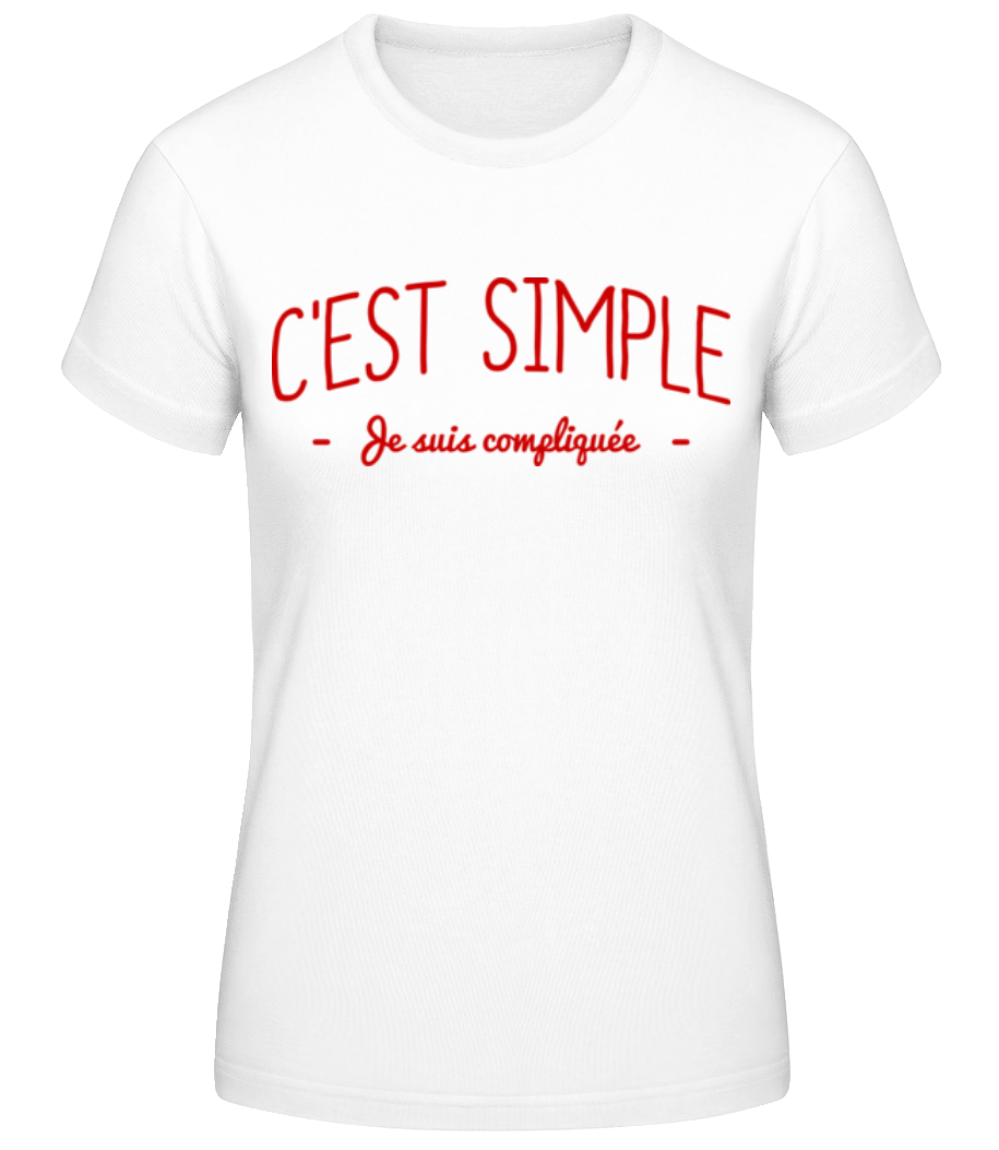 Aperçu: C'est Simple, Je Suis Compliquée - T-shirt standard Femme - Blanc - Devant