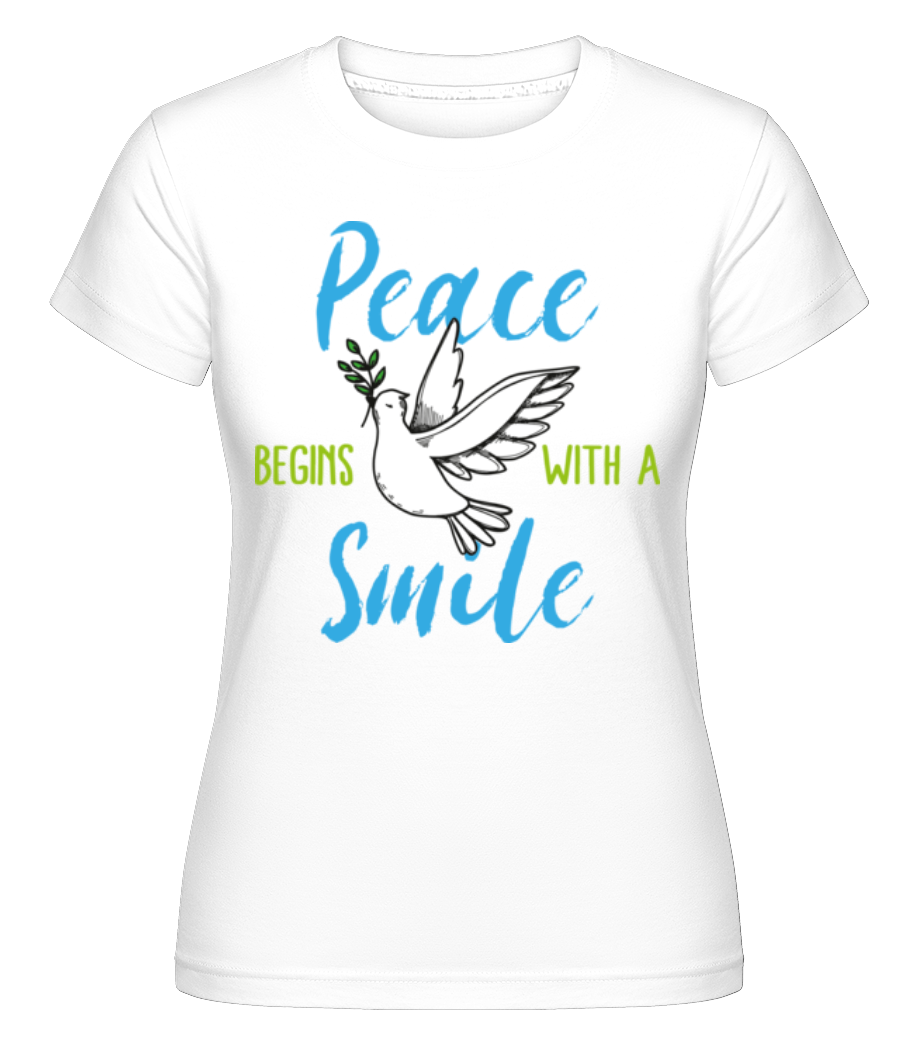 Aperçu: Peace Begins With A Smile -  T-shirt Shirtinator femme - Blanc - Devant