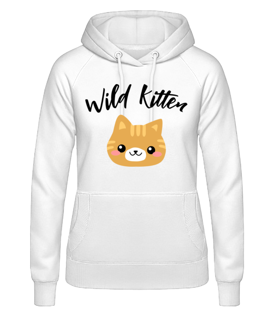 Aperçu: Wild Kitten - Sweat à capuche Femme - Blanc - Devant