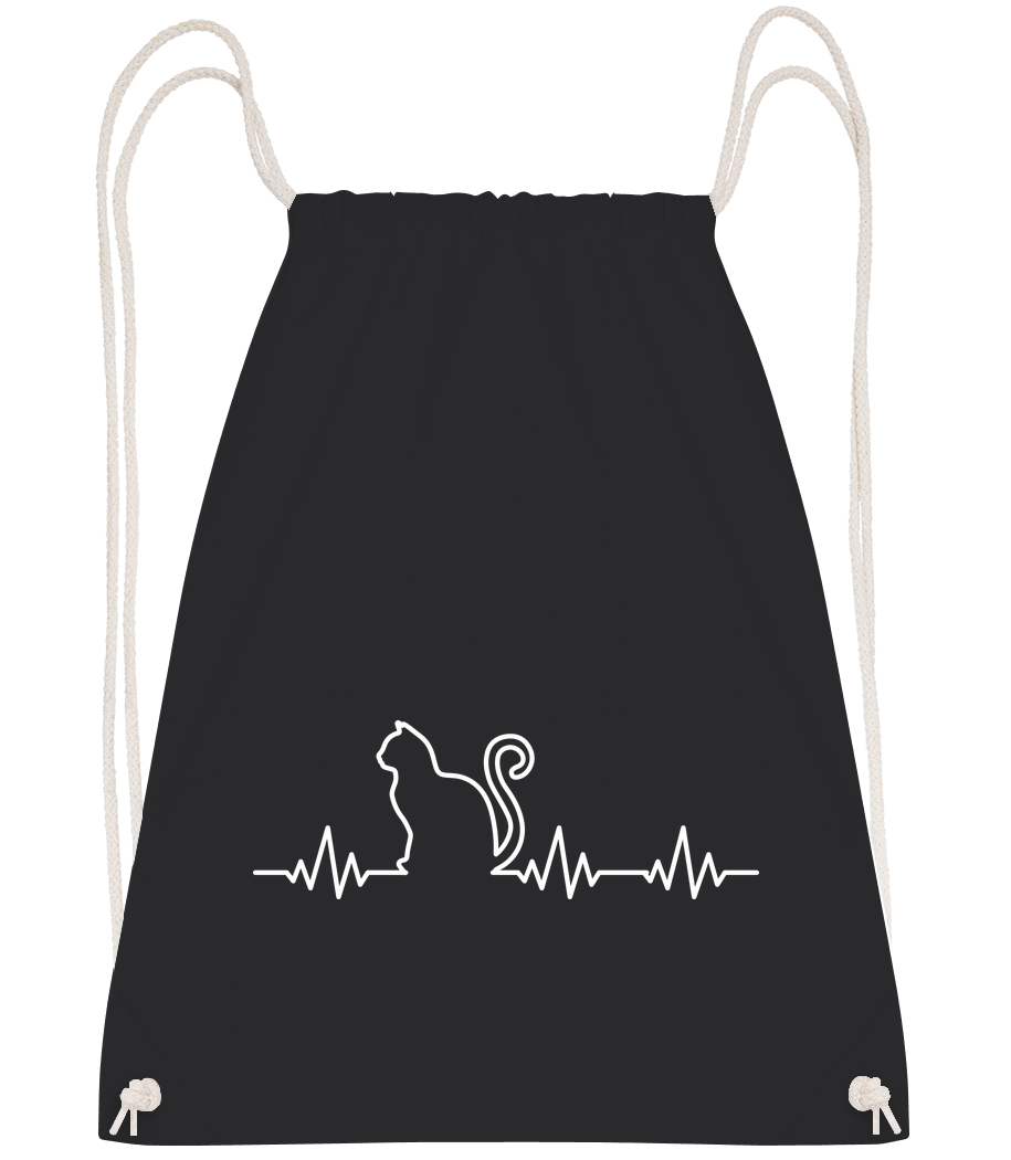 Herzschlag Katze - Turnbeutel - Schwarz - Vorn