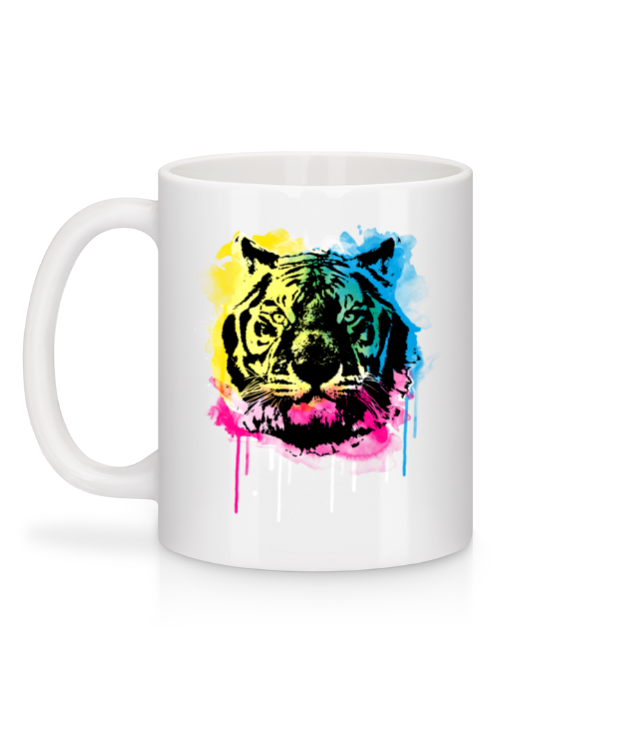 Aperçu: Tigre Multicolore - Mug en céramique blanc - Blanc - Derrière