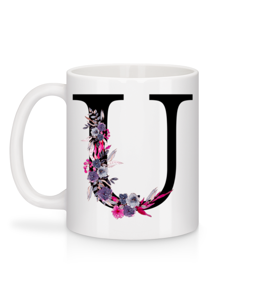Aperçu: Fleurs Initiale U - Mug en céramique blanc - Blanc - Derrière