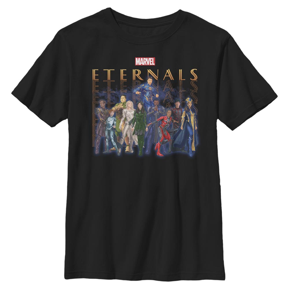 Aperçu: Marvel - Eternals - Photo de groupe Eternals Group Repeating - Enfant T-shirt - Noir - Devant