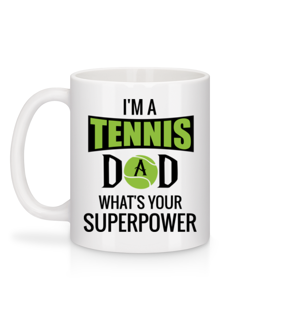Aperçu: Tennis Dad Superpower - Mug en céramique blanc - Blanc - Derrière