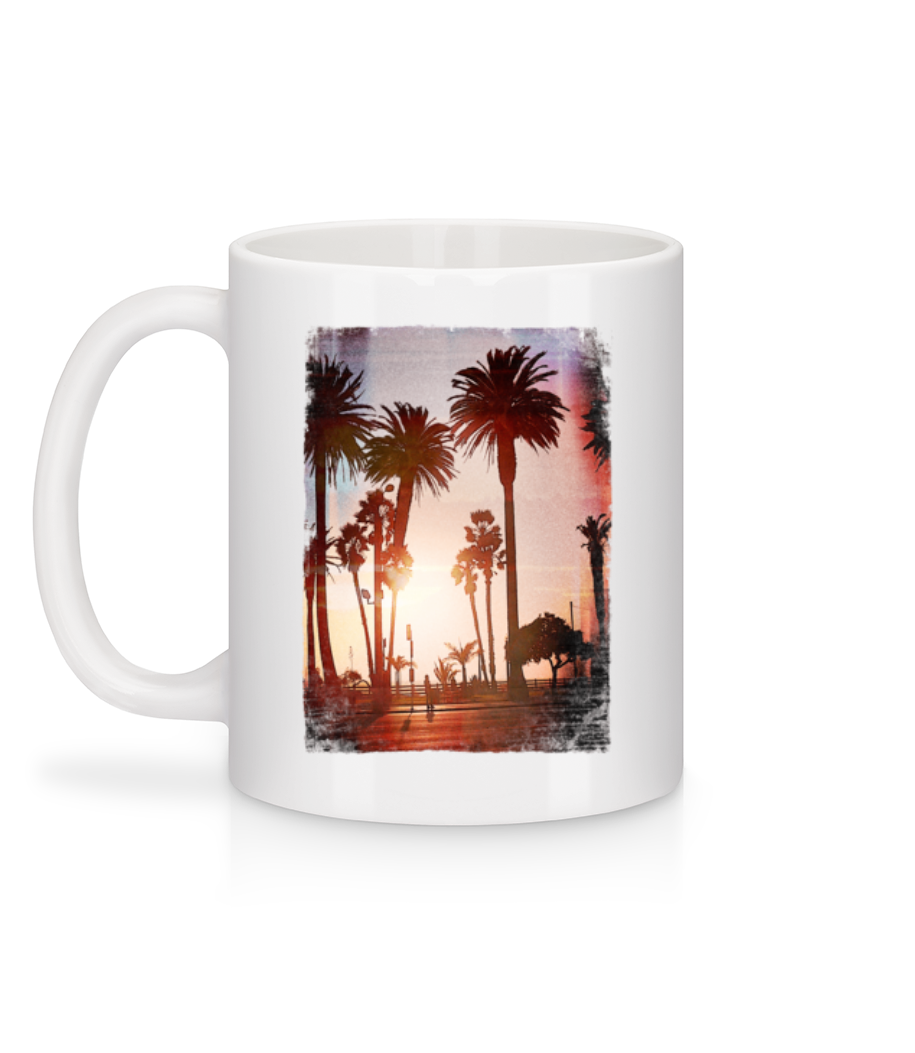 Aperçu: Promenade Palmiers - Mug en céramique blanc - Blanc - Derrière