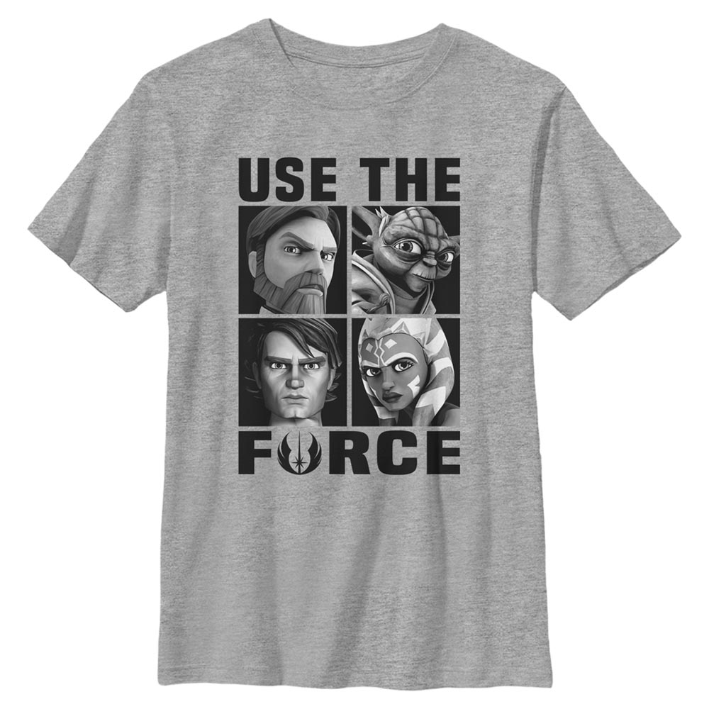 Star Wars - The Clone Wars - Skupina Force Users - Kinder T-Shirt - Grau meliert - Vorne