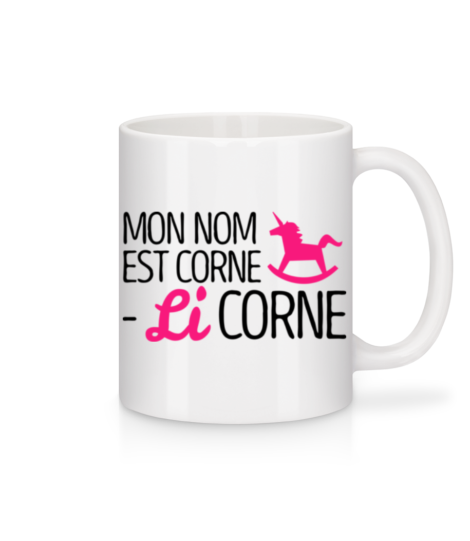 Mon Nom Est Corne, Li Corne · Mug en céramique blanc