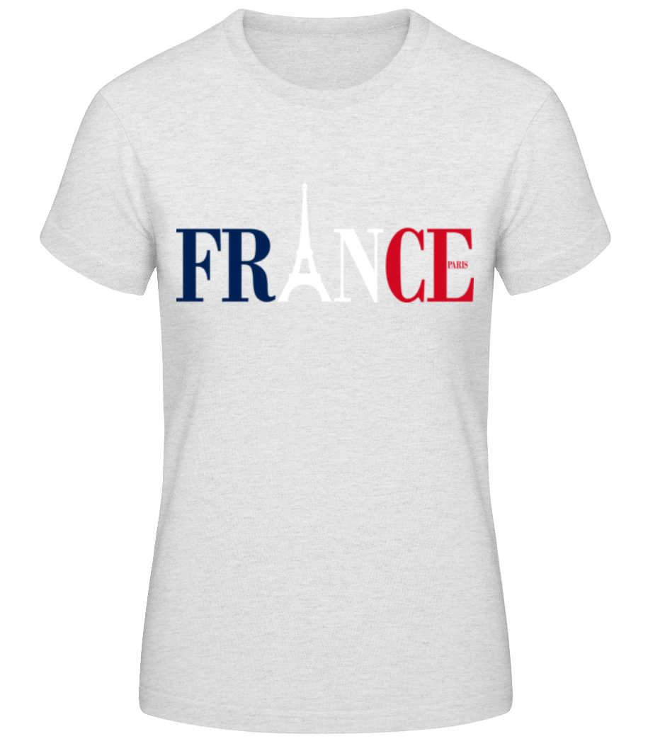 Aperçu: France Paris Tour Eiffel Drapeau - T-shirt standard Femme - Gris chiné - Devant
