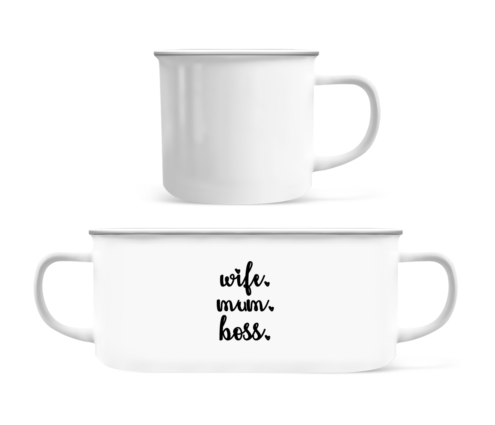 Aperçu: Motif Wife Mum Boss - Tasse Émaillée - Blanc - Devant