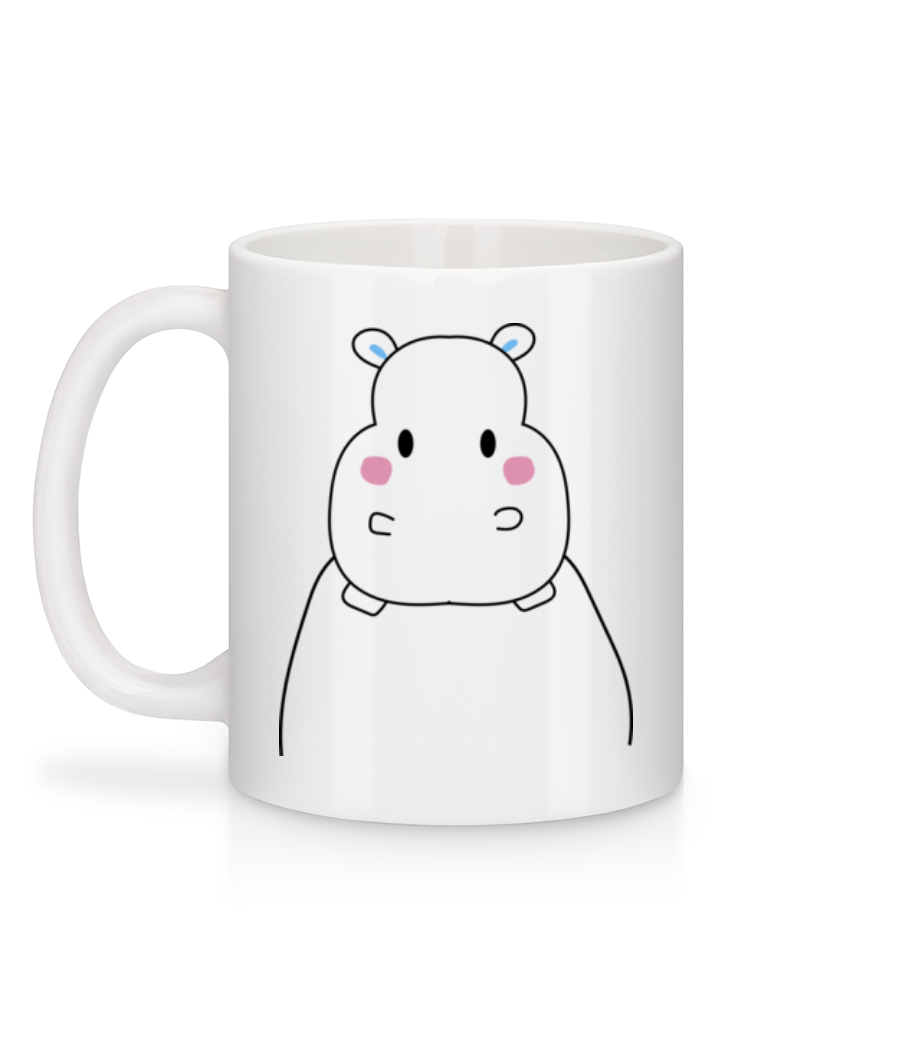 Aperçu: Hippopotame Mignon - Mug en céramique blanc - Blanc - Derrière