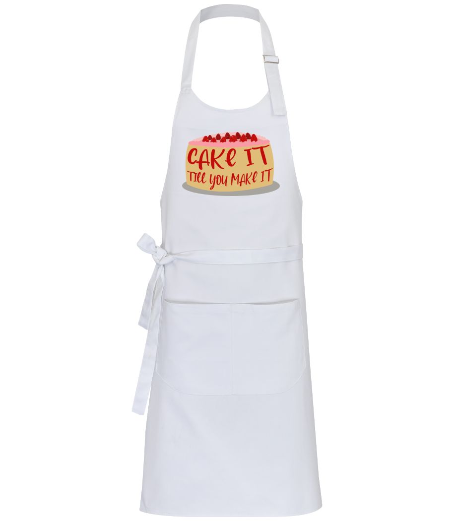 Aperçu: Cake It Till You Make It - Tablier professionnel - Blanc - Devant
