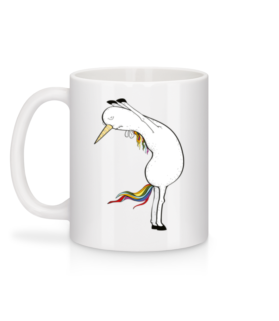 Aperçu: Yoga Licorne Étiré - Mug en céramique blanc - Blanc - Derrière