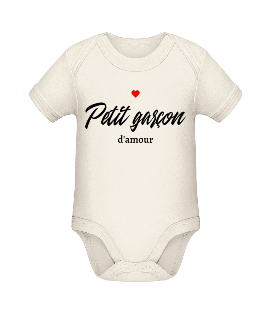 Petit Garçon D'amour - Body manches courtes bio - Crème - Devant