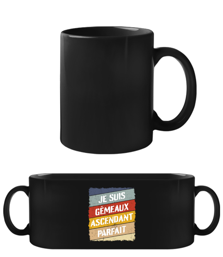 Je Suis Gémeaux Style Rétro · Tasse Noire