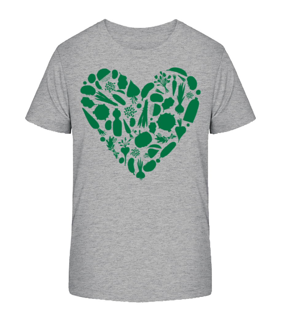 Aperçu: Coeur Végétarien - T-shirt bio Enfant Stanley Stella 2.0 - Gris chiné - Devant