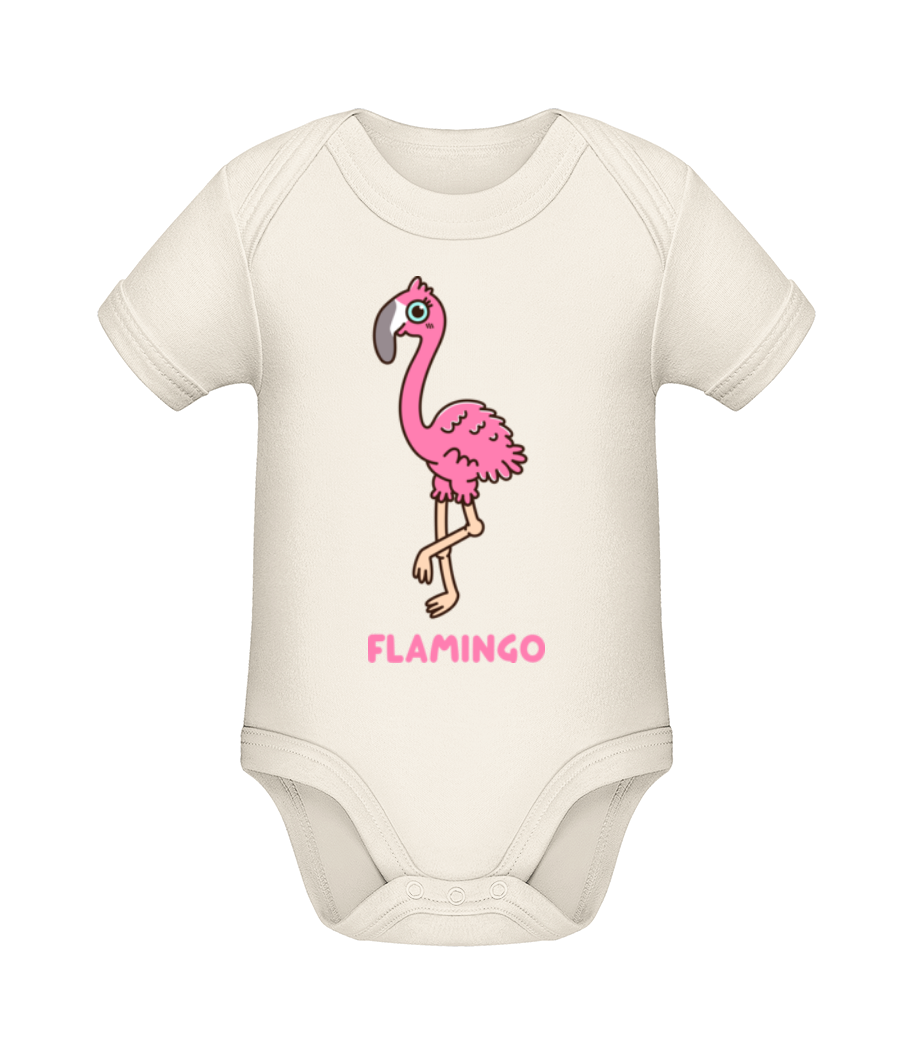 Comic Flamingo - Body manches courtes bio - Crème - Devant