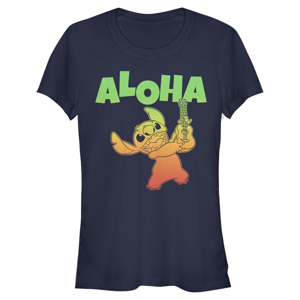 Disney Classics - Lilo & Stitch - Lilo & Stitch Aloha Stitch - Femme T-shirt - Bleu marine - Devant