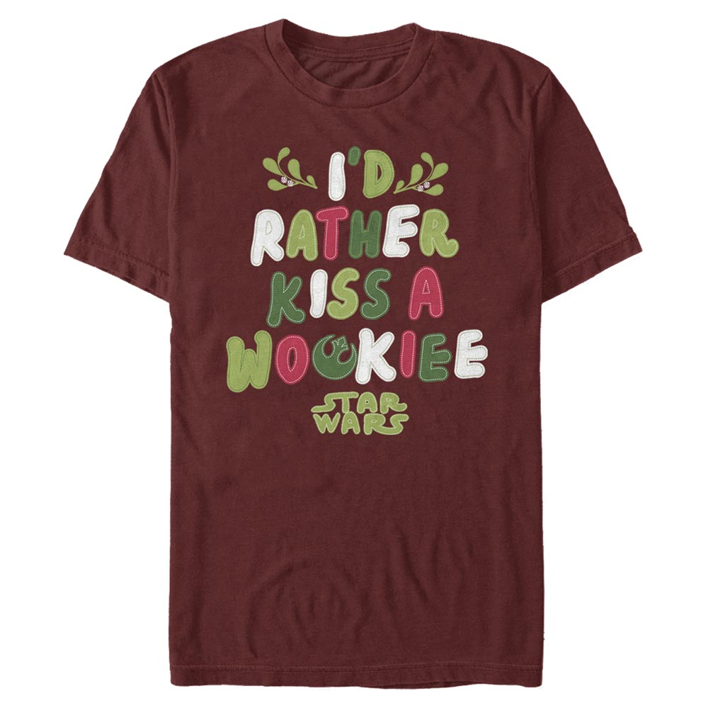 Aperçu: Star Wars - Chewbacca Wookie Kiss - Christmas - Homme T-shirt - Cerise - Devant