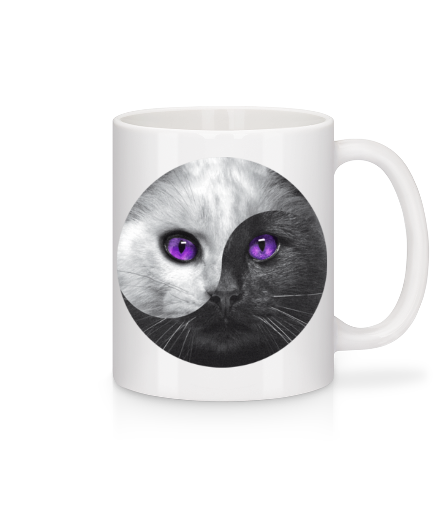Chat Yin Et Yang · Mug en céramique blanc