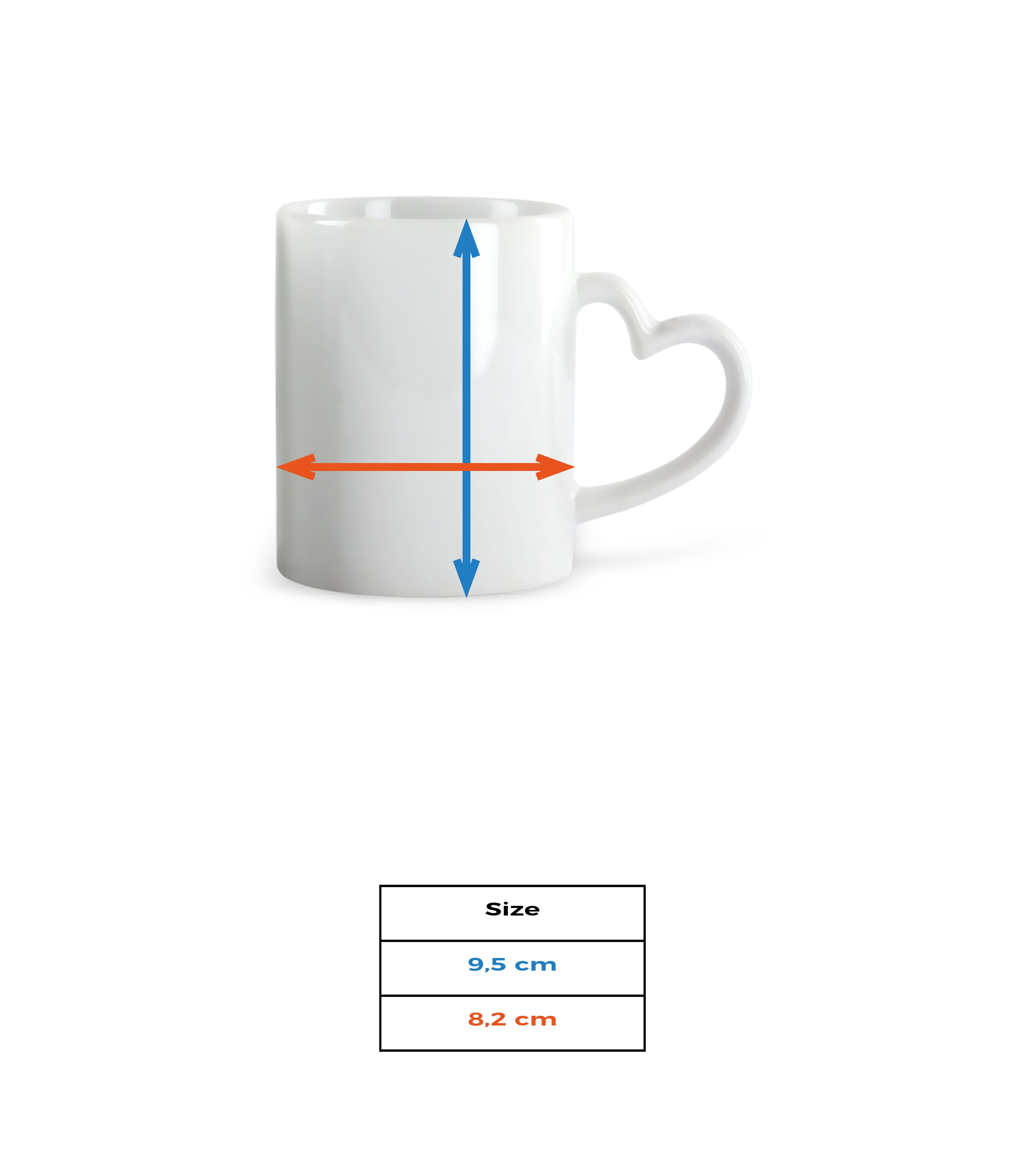 Tasse en forme de coeur - Tableau des tailles