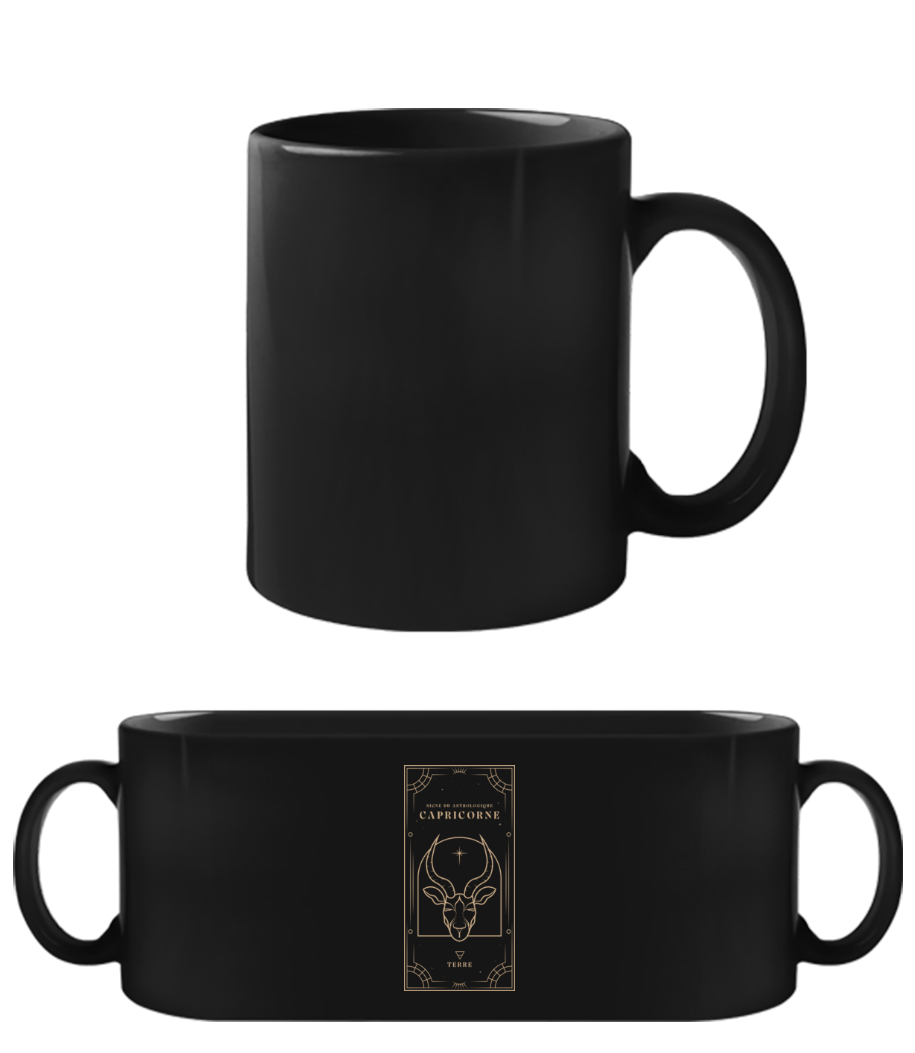 Art Déco Signe Astrologique Capricorne · Tasse Noire
