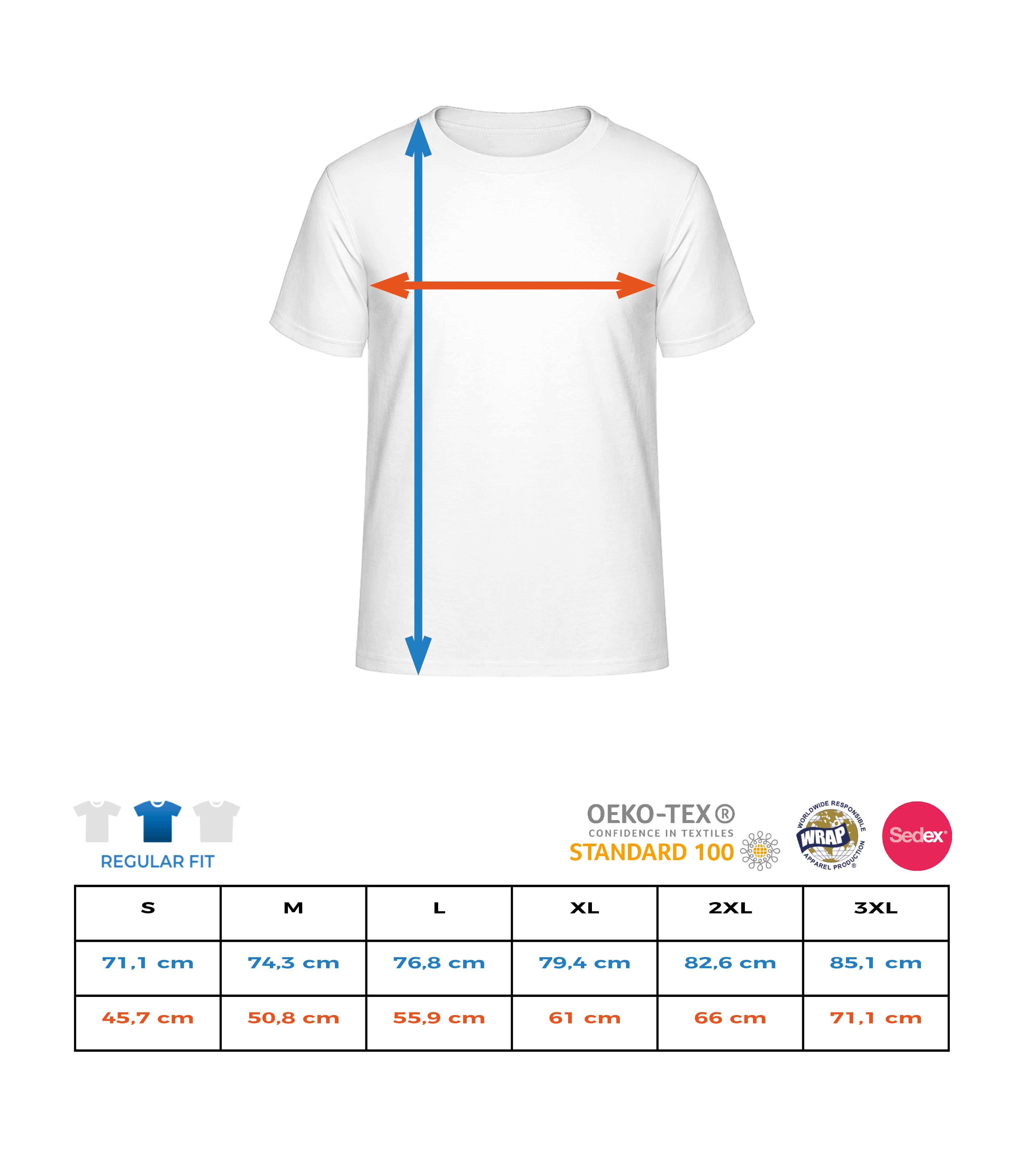 Aperçu: Männer Aktions-T-Shirt - Größentabelle