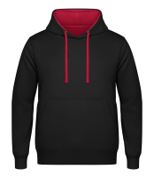 Unisex Hoodie zweifarbig - Schwarz / Rot - Vorne