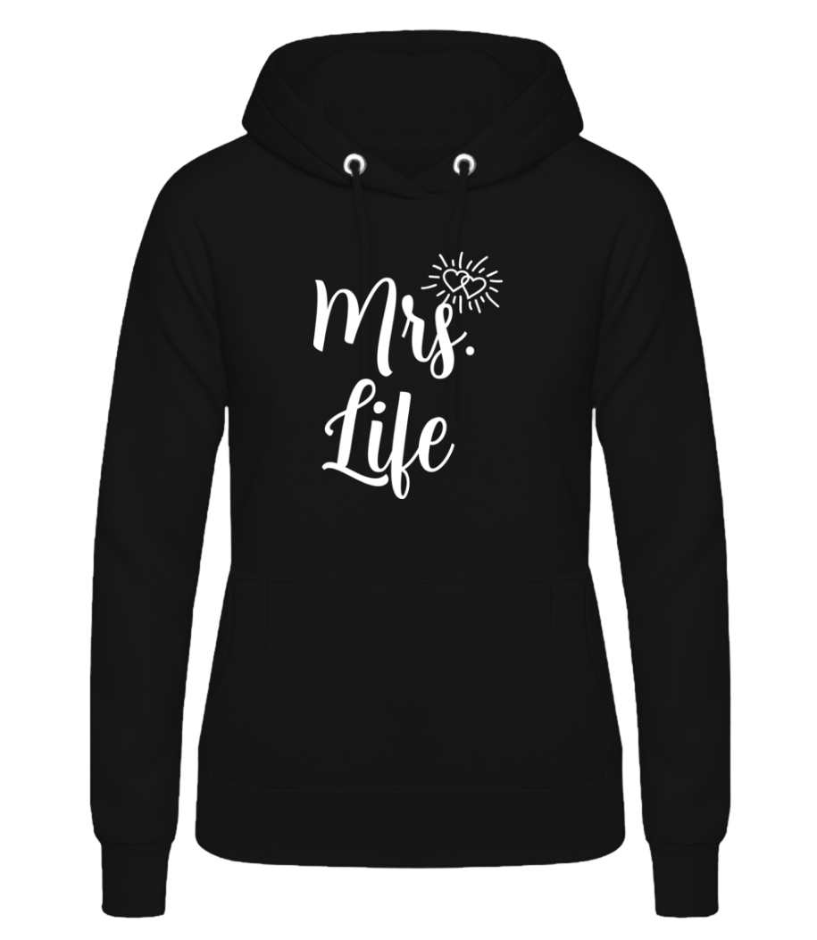 Mrs Life - Sweat à capuche Femme - Noir - Devant