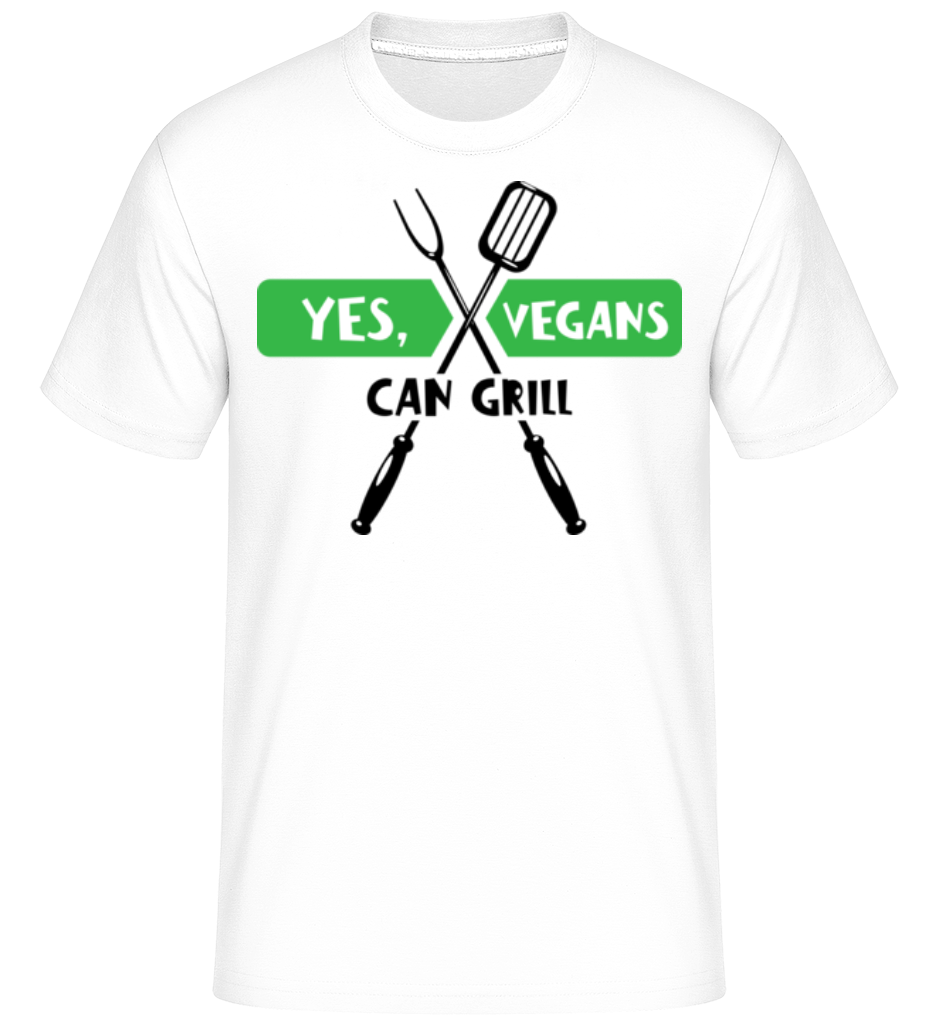 Aperçu: Vegans Can Grill -  T-Shirt Shirtinator homme - Blanc - Devant