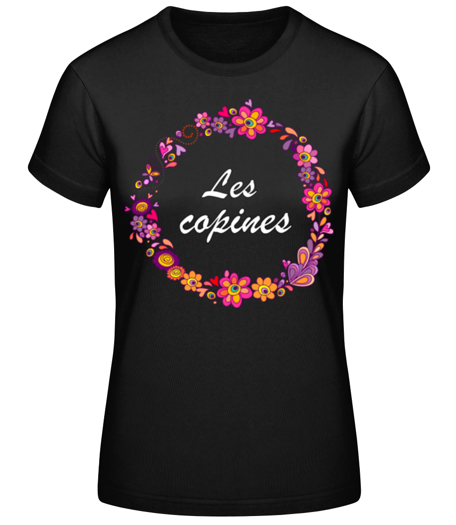 Aperçu: Les Copines Fleurs - T-shirt standard Femme - Noir - Devant