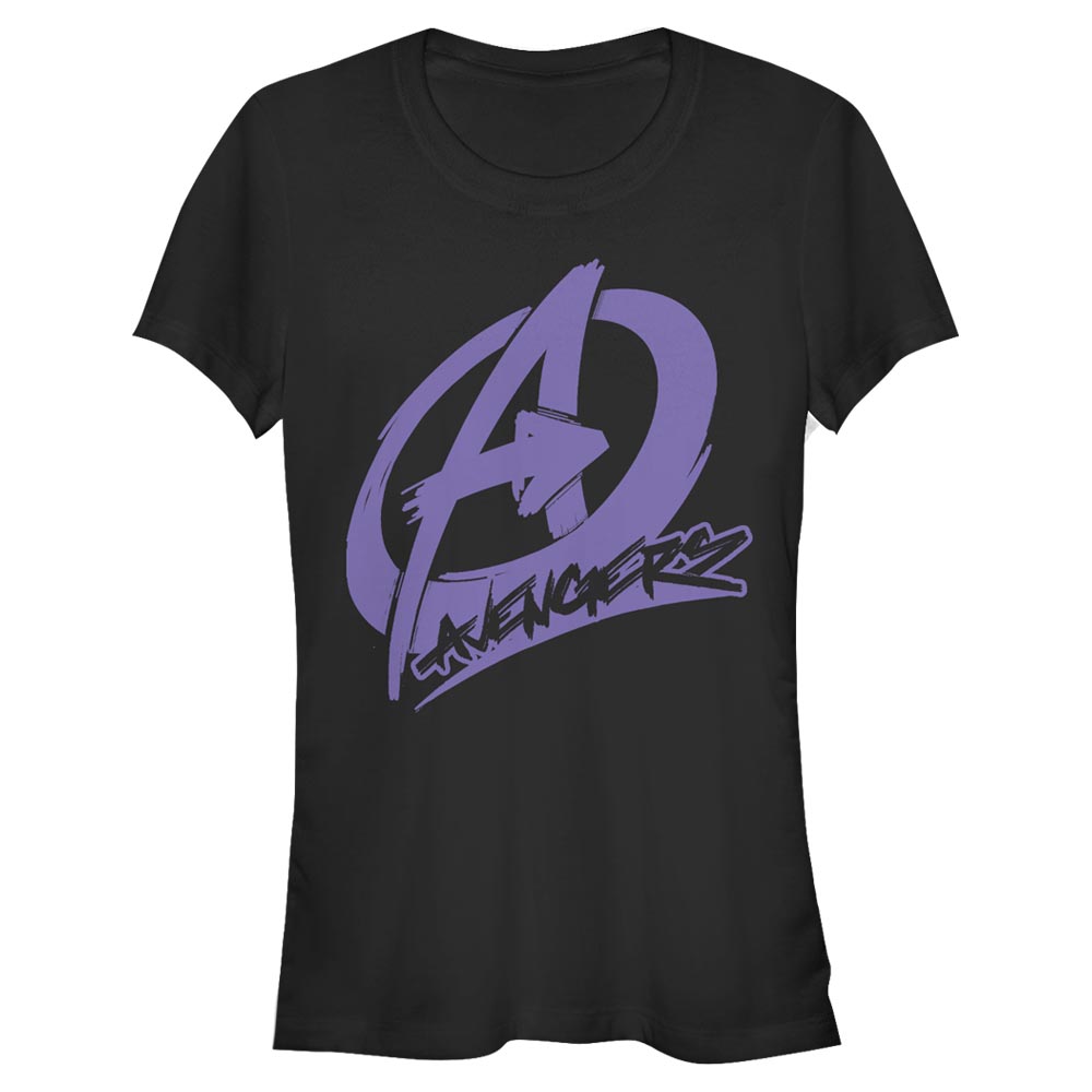 Aperçu: Marvel - Logo Avenger Graffiti - Femme T-shirt - Noir - Devant