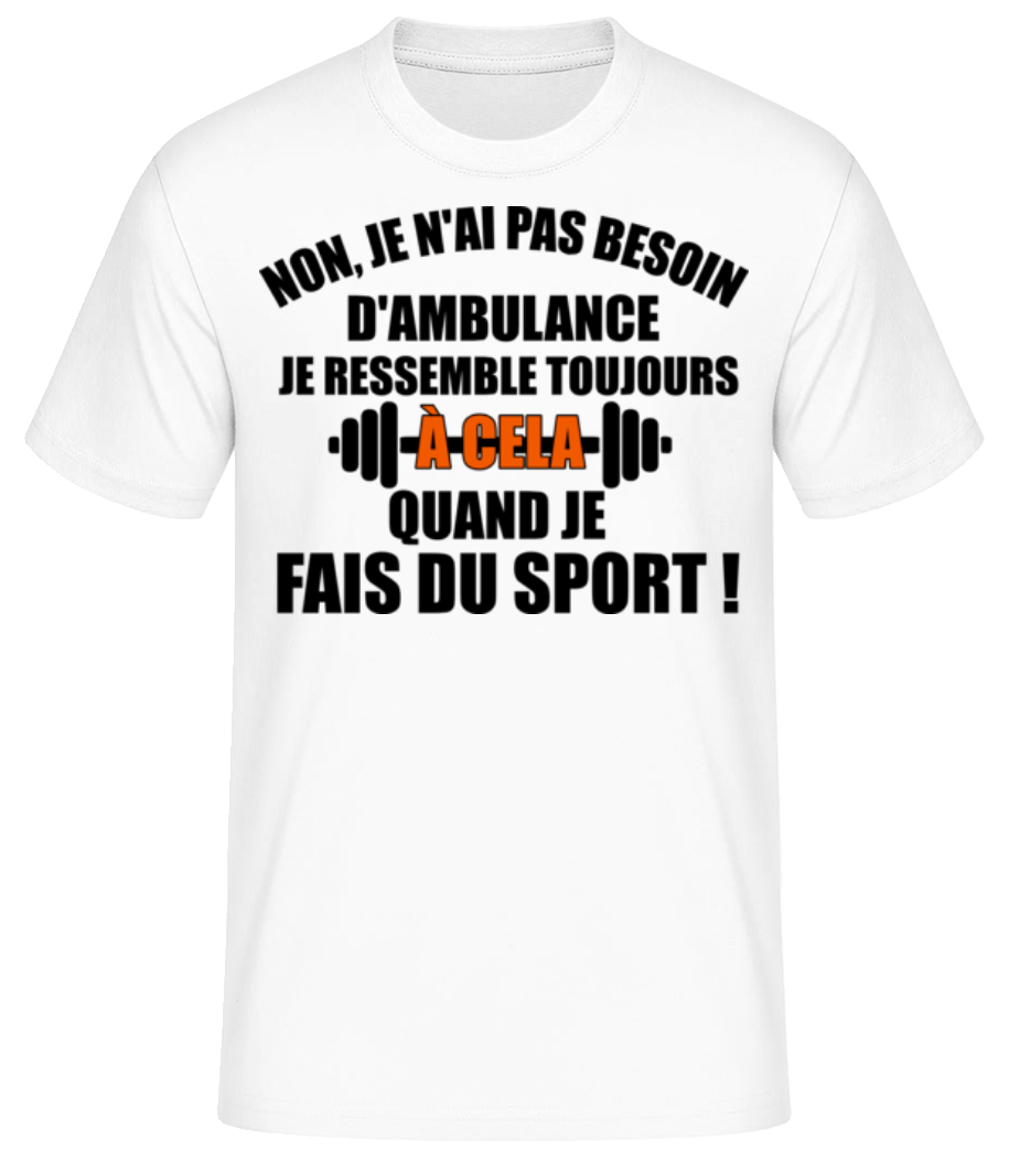 Aperçu: Quand Je Fais Du Sport - T-shirt standard Homme - Blanc - Devant
