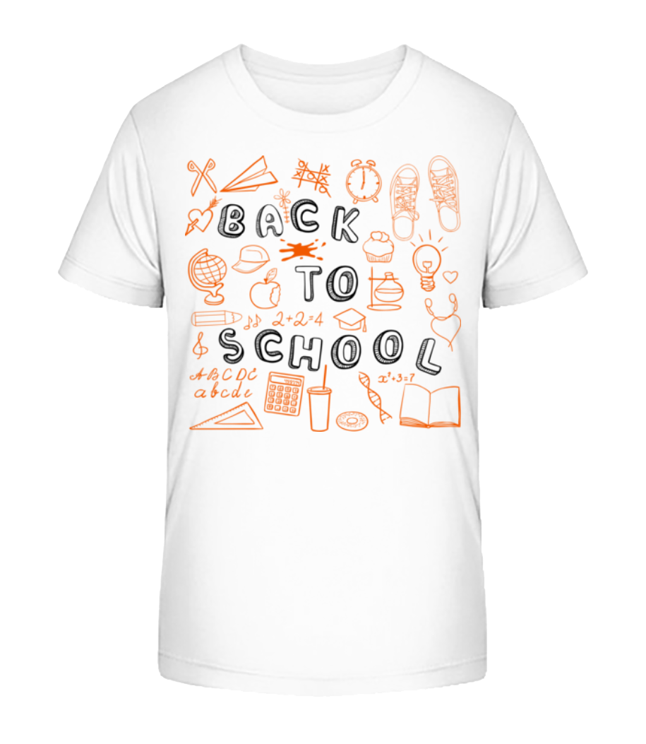 Aperçu: Back To School Symbols - T-shirt bio Enfant Stanley Stella 2.0 - Blanc - Devant