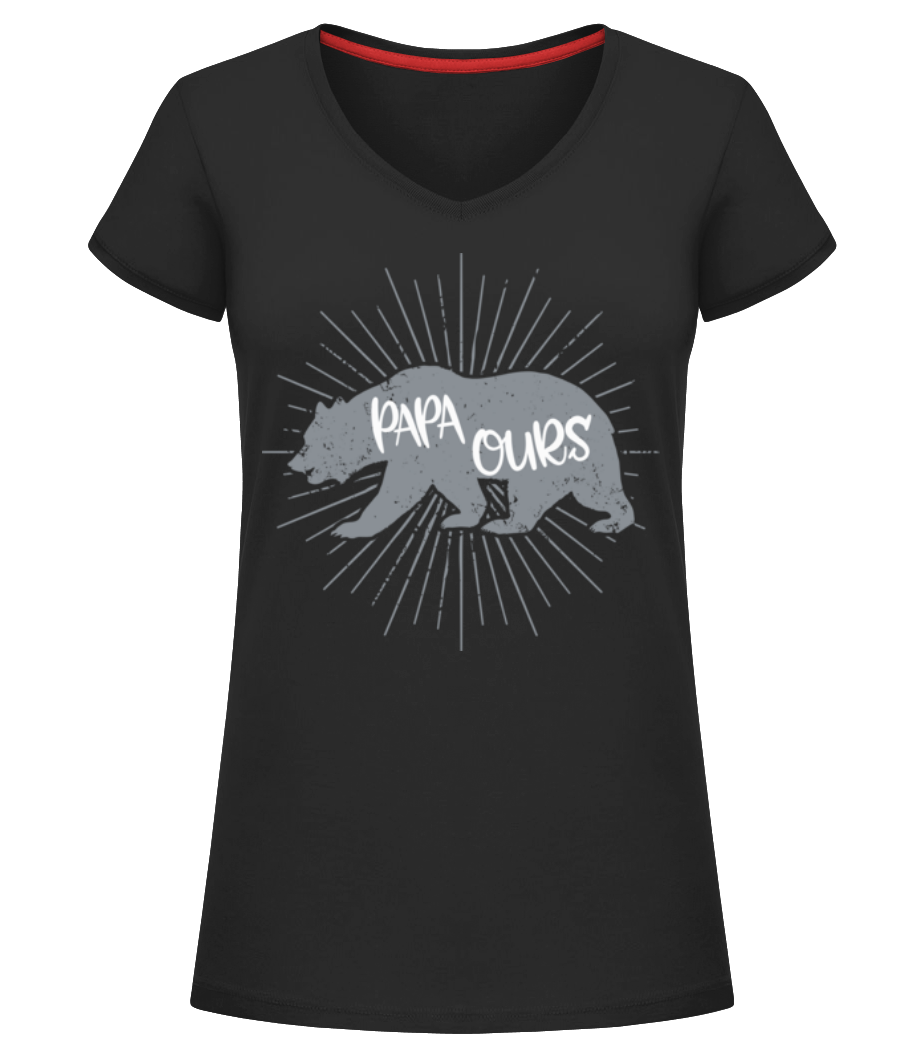 Papa Ours · T-shirt col en V Femme