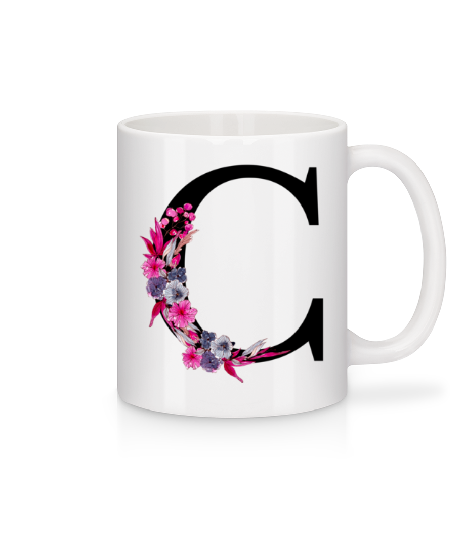 Aperçu: Fleurs Initiale C - Mug en céramique blanc - Blanc - Devant