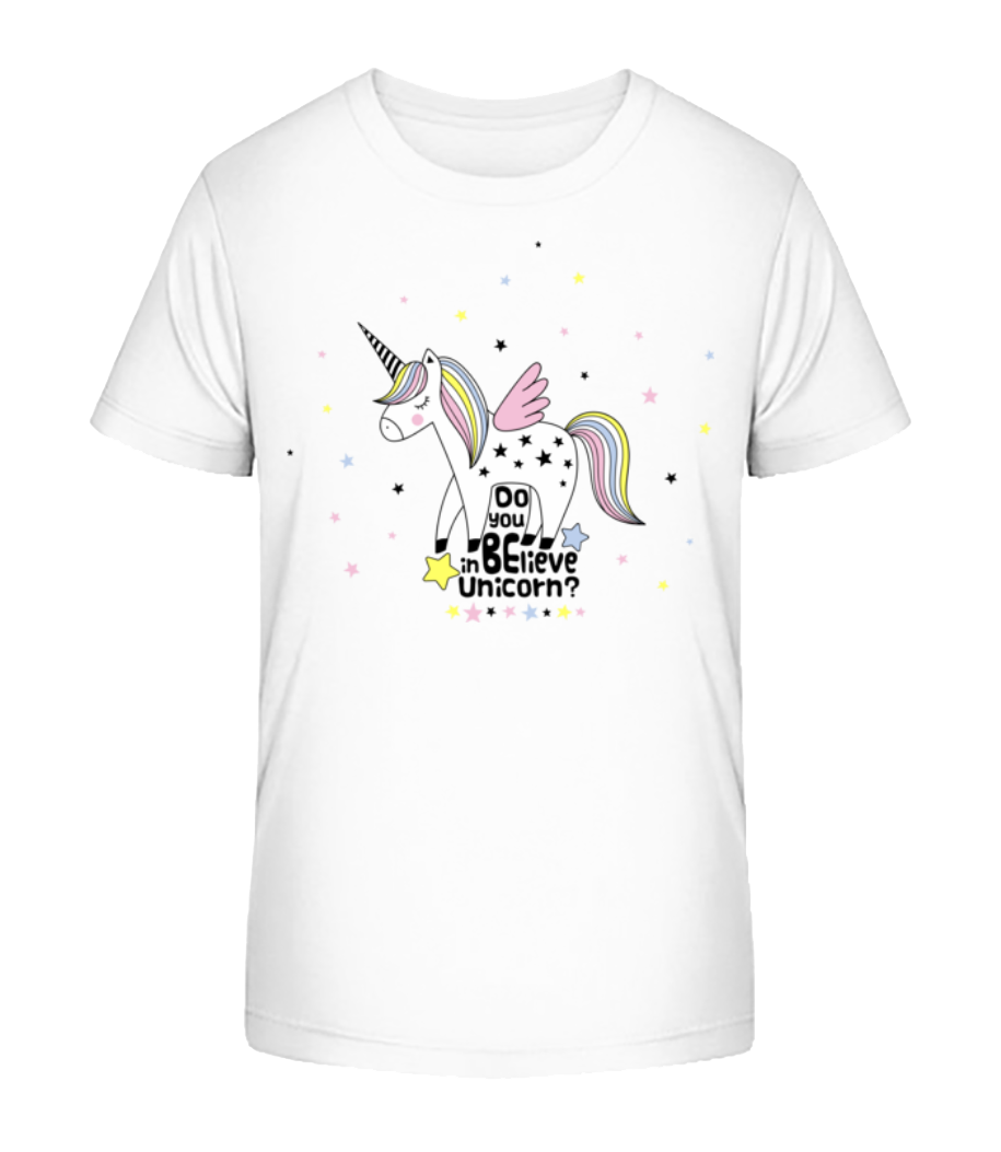 Do You Believe In Unicorn - T-shirt bio Enfant Stanley Stella 2.0 - Blanc - Devant
