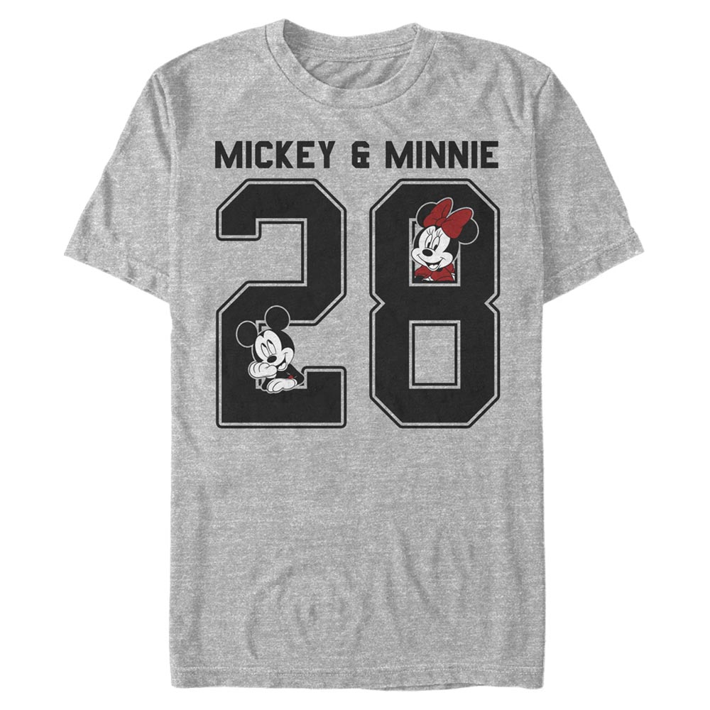 Aperçu: Disney - Mickey Mouse - Minnie Mouse Mickey Minnie Collegiate - Homme T-shirt - Gris chiné - Devant