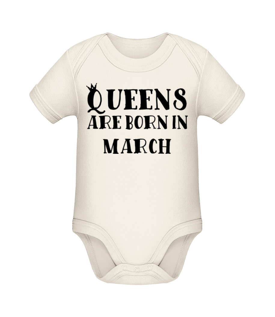 Queens Are Born In March - Body manches courtes bio - Crème - Devant
