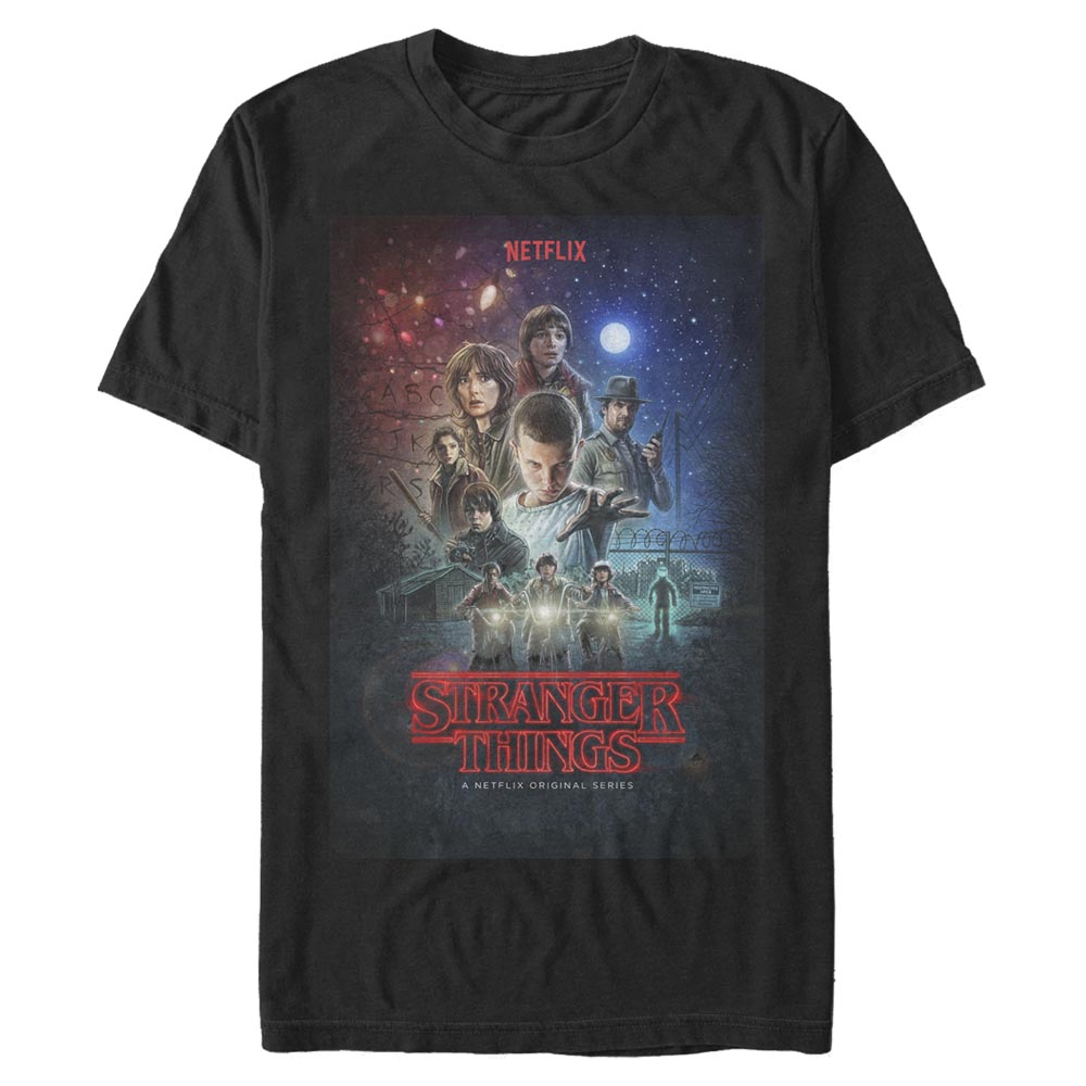 Netflix - Stranger Things - Photo de groupe Classic Illustrated Poster - Homme T-shirt