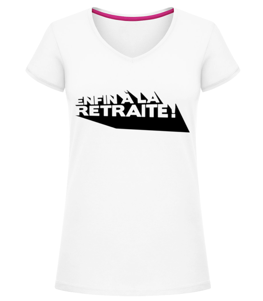 Aperçu: Enfin À La Retraite! - T-shirt col en V Femme - Blanc - Devant