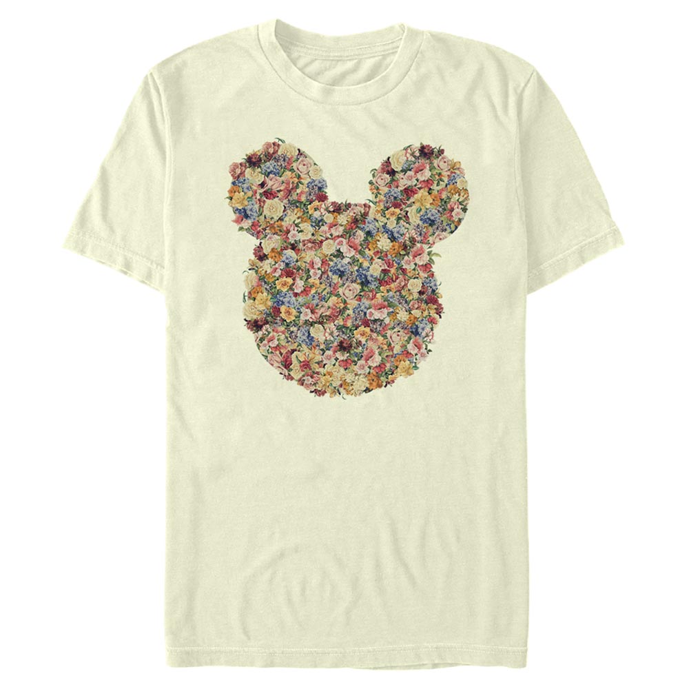 Aperçu: Disney - Mickey Mouse - Mickey Floral Head - Homme T-shirt - Crème - Devant