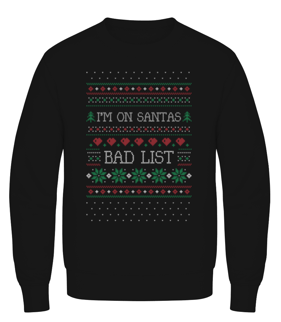 Aperçu: I Am On Santas Bad List - Sweatshirt Homme - Noir - Devant