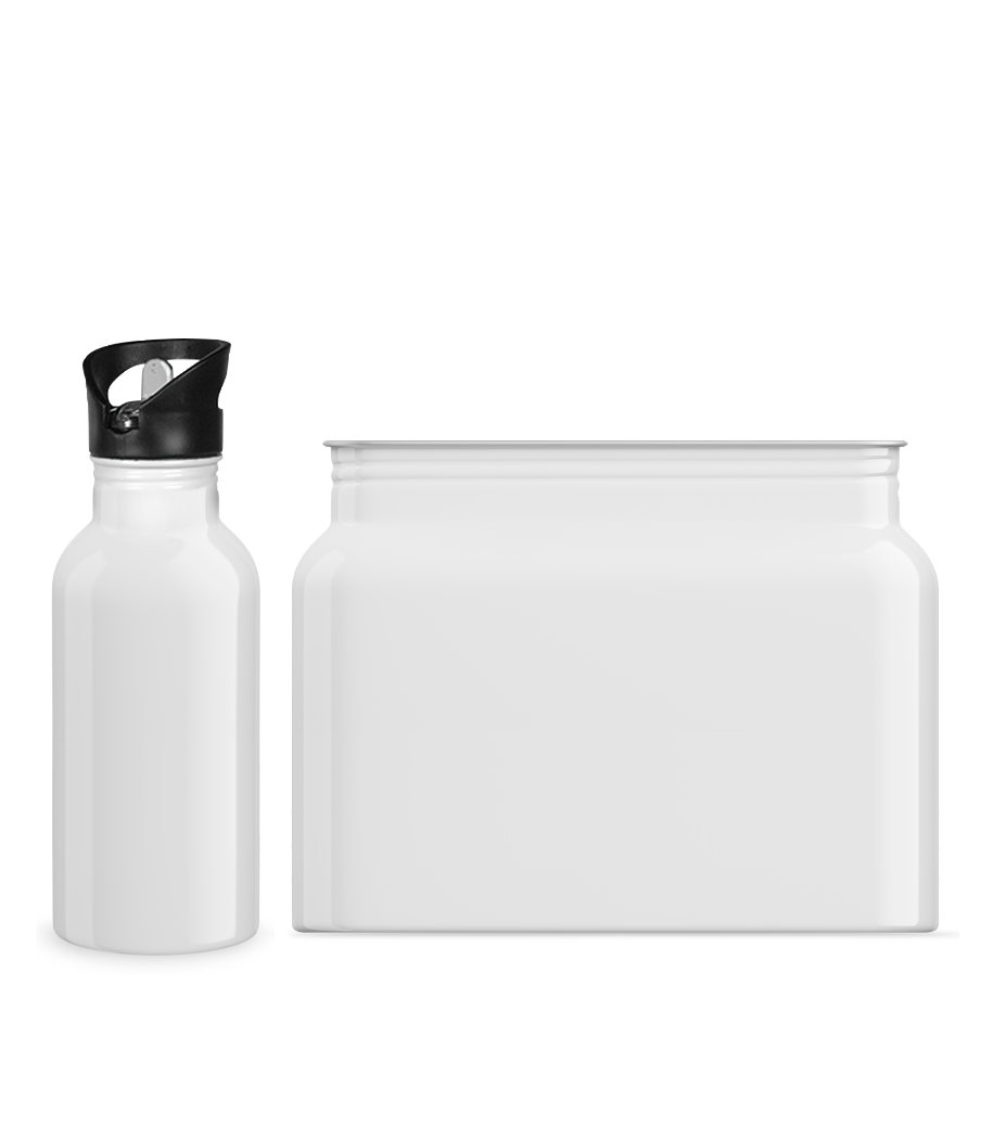 Gourde avec paille 600 ml - Blanc - Devant