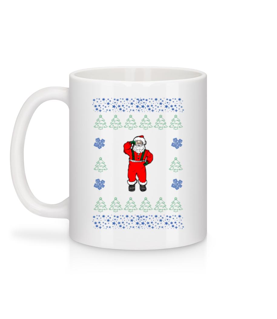 Vorschau: Weihnachtsmann Strickmuster - Tasse - Weiß - Hinten
